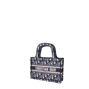 CHRISTIAN DIOR MINI BOOK TOTE BLUE OBLIQUE EMBROIDERY