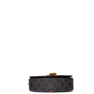 CELINE CLUTCH ON STRAP TABOU TRIOMPHE CANVAS / CALFSKIN TAN GHW