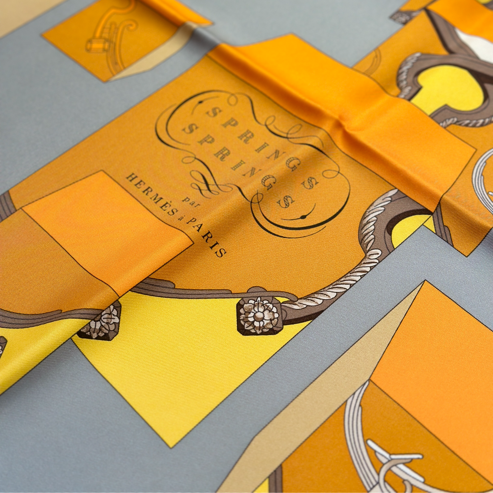 HERMES SPRINGS SPRINGS BAGUE SILK SCARF 90CM