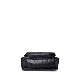 SAINT LAURENT MEDIUM NIKI BAG CROCODILE-EMBOSSED BLACK CALFSKIN BLACK HARDWARE
