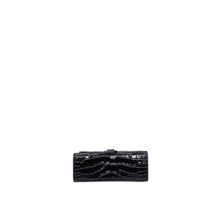 BALENCIAGA HOURGLASS BAG XS CROC-EMBOSSED CALFSKIN SO BLACK