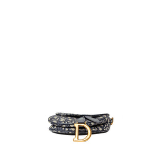 CHRISTIAN DIOR MINI SADDLE BLUE OBLIQUE GHW WITH STRAP