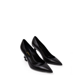SAINT LAURENT BLACK LEATHER OPYUM PUMPS SIZE 36