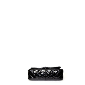 CHANEL JUMBO CLASSIC DOUBLE FLAP BAG PATENT BLACK SHW