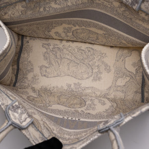 CHRISTIAN DIOR MEDIUM DIOR BOOK TOTE GREY TOILE DE JOUY EMBROIDERY