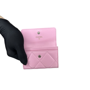 CHANEL CF CARD HOLDER PINK LAMBSKIN