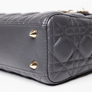 CHRISTIAN DIOR MY ABC DIOR SMALL LADY DIOR LAMBSKIN GREY GHW