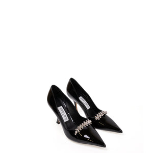 JIMMY CHOO BELINDA PUMP 90 PAT BLACK PATENT LEATHER SIZE 36.5