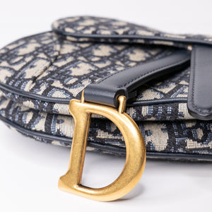 CHRISTIAN DIOR MINI SADDLE BLUE OBLIQUE GHW WITH STRAP