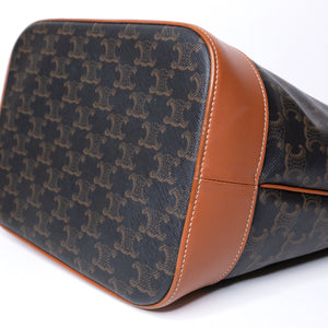 CELINE MEDIUM BUCKET IN TRIOMPHE CANVAS AND CALF SKIN BAG