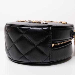 CHANEL CC ROUND CLUTCH LAMBSKIN LEATHER GHW