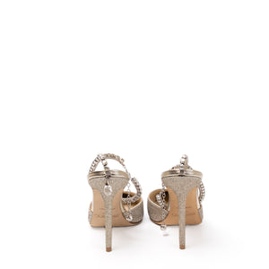 JIMMY CHOO SAEDA 100 PLATINUM ICE/CRYSTAL SIZE 37