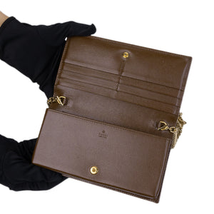 GUCCI HORSEBIT 1955 WALLET ON CHAIN GG SUPREME CANVAS BEIGE/DARK BROWN GHW