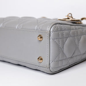 CHRISTIAN DIOR MINI LADY DIOR OPALINE GREY GHW