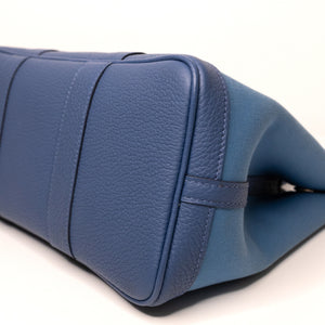 HERMES GARDEN PARTY 30 CANVAS / NEGONDA LEATHER BLUE AGATE SHW STAMP Z