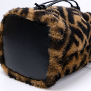 FENDI MINI MON TRESOR BUCKET BAG MULTICOLOUR SHEARLING / LEATHER GHW