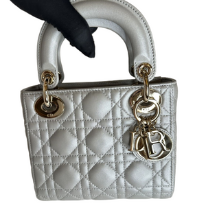 DIOR MINI LADY DIOR OPALINE GREY SHW