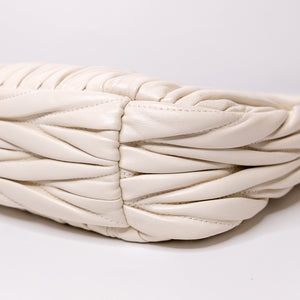 MIUMIU WANDER MATELASSE MINI HOBO BAG NAPPA WHITE LAMBSKIN GHW