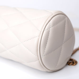 SAINT LAURENT SADE TUBE SHOULDER BAG MINI WHITE GHW