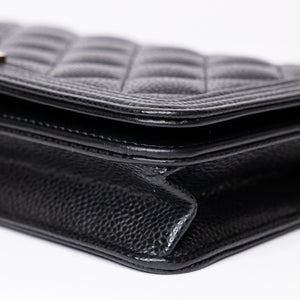 CHANEL BOY WALLET ON CHAIN CAVIAR BLACK GHW