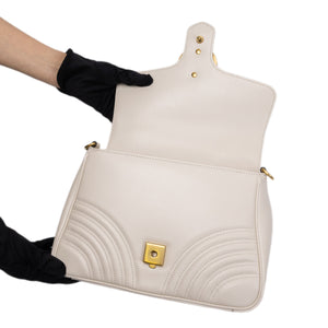 GUCCI GG MARMONT TOP HANDLE BAG LEATHER WHITE GHW