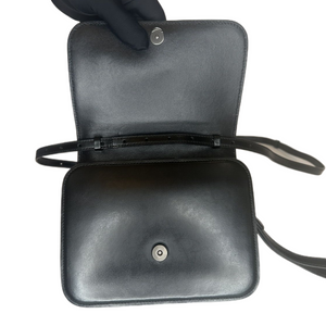 BALENCIAGA BLACK LEATHER B LOGO SHOULDER BAG