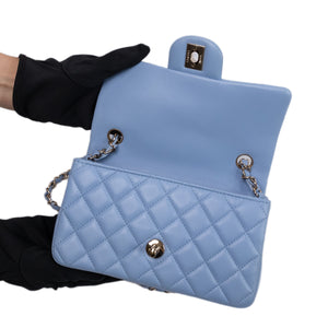CHANEL MINI RECTANGULAR FLAP BAG LAMBSKIN BABY BLUE LGHW