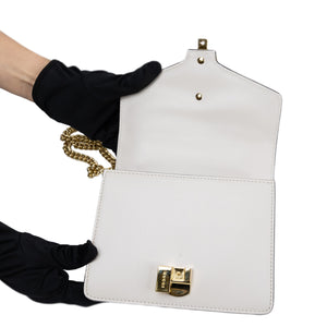 GUCCI MINI SYLVIE CALFSKIN WHITE GHW