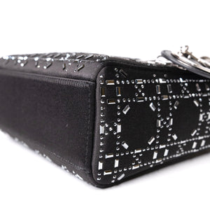 CHRISTIAN DIOR MINI LADY DIOR SATIN CRYSTAL BLACK SHW