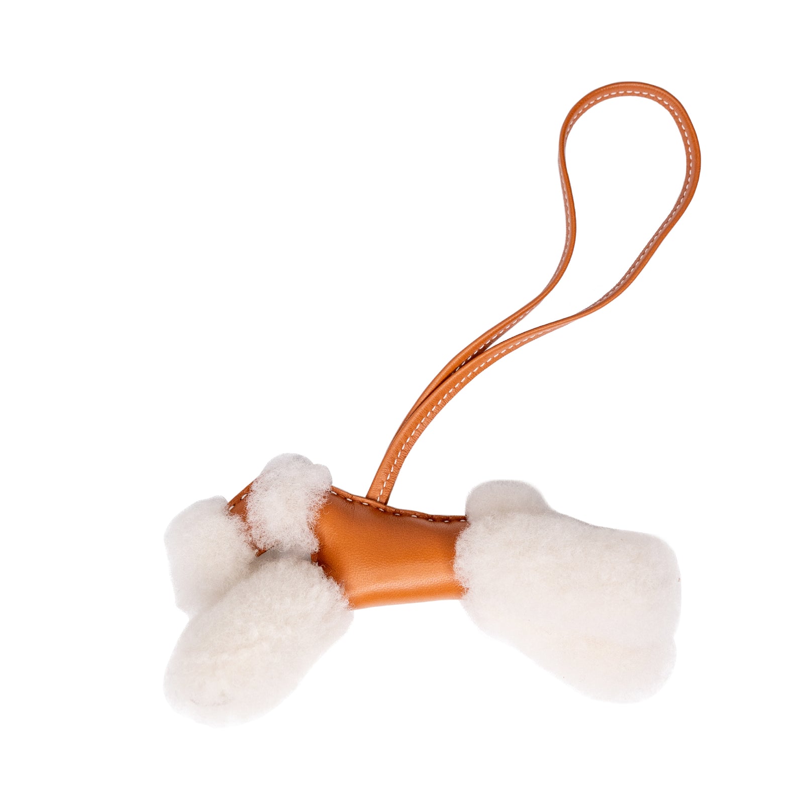 HERMES BUDDY CHARM SHEARING/LEATHER GOLD STAMP K