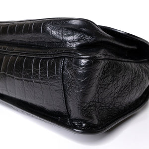 SAINT LAURENT MEDIUM NIKI BAG CROCODILE-EMBOSSED BLACK CALFSKIN BLACK HARDWARE