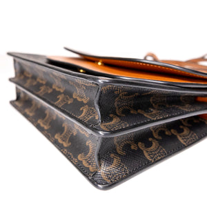 CELINE DOUBLE FLAP TRIOMPHE CANVAS WALLET ON STRAP