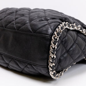 CHANEL CHAIN AROUND HOBO BAG BLACK LAMBSKIN SHW