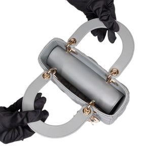 CHRISTIAN DIOR MY ABC DIOR SMALL LADY DIOR LAMBSKIN GRAY STONE GHW