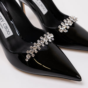 JIMMY CHOO BELINDA PUMP 90 PAT BLACK PATENT LEATHER SIZE 36.5
