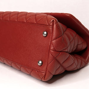 CHANEL MEDIUM COCO HANDLE FLAP BAG RED CAVIAR LEATHER SHW