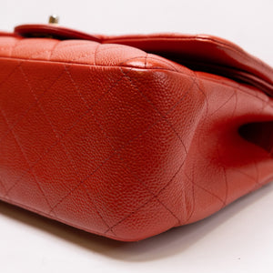 CHANEL JUMBO CLASSIC DOUBLE FLAP RED CAVIAR LEATHER GHW