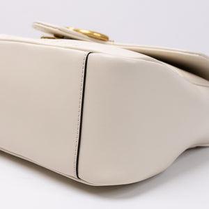 GUCCI GG MARMONT TOP HANDLE BAG LEATHER WHITE GHW