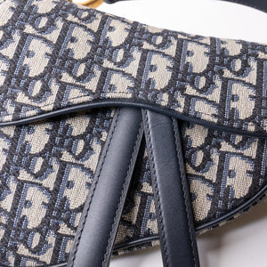 CHRISTIAN DIOR MINI SADDLE BLUE OBLIQUE GHW WITH STRAP