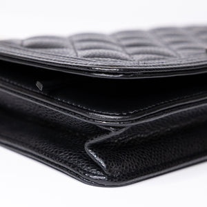 CHANEL BOY WALLET ON CHAIN CAVIAR BLACK GHW