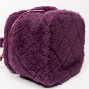 CHANEL TOP HANDLE SMALL VANITY CASE SHEARLING PURPLE GHW (MICROCHIP)