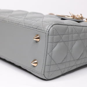 CHRISTIAN DIOR MY ABC DIOR SMALL LADY DIOR LAMBSKIN GRAY STONE GHW