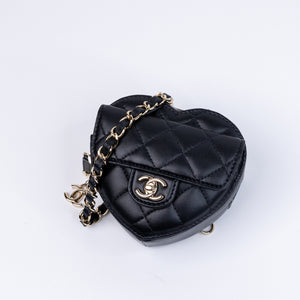 CHANEL 22S HEART BELT BAG LAMBSKIN LEATHER BLACK LGHW
