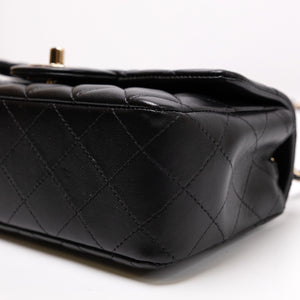 CHANEL MINI RECTANGULAR FLAP BAG LAMBSKIN BLACK LGHW (MICROCHIP)