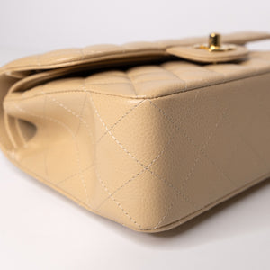 CHANEL CLASSIC FLAP MEDIUM BEIGE CAVIAR LEATHER GHW (MICROCHIP)