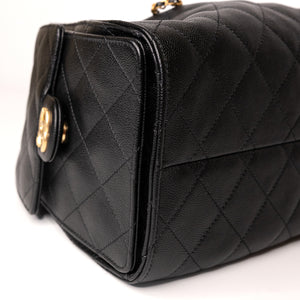CHANEL SMALL 25 HANDBAG GRAINED CALFSKIN BLACK GHW (MICROCHIP)