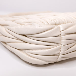 MIUMIU WANDER MATELASSE MINI HOBO BAG NAPPA WHITE LAMBSKIN GHW