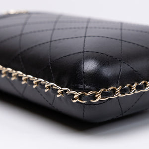 CHANEL VERTICAL PHONE CASE BLACK LAMBSKIN GHW