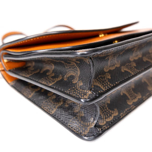 CELINE DOUBLE FLAP TRIOMPHE CANVAS WALLET ON STRAP