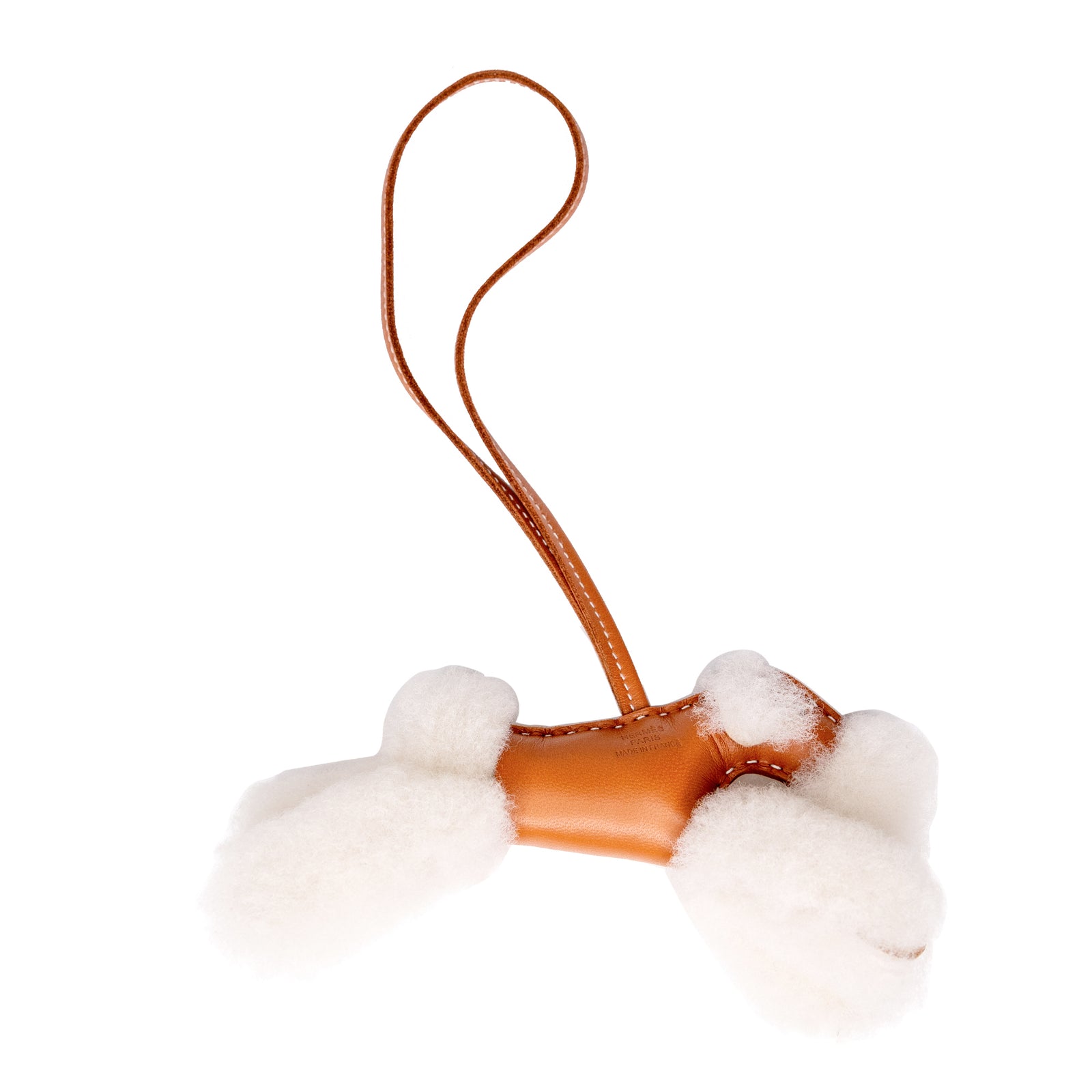 HERMES BUDDY CHARM SHEARING/LEATHER GOLD STAMP K